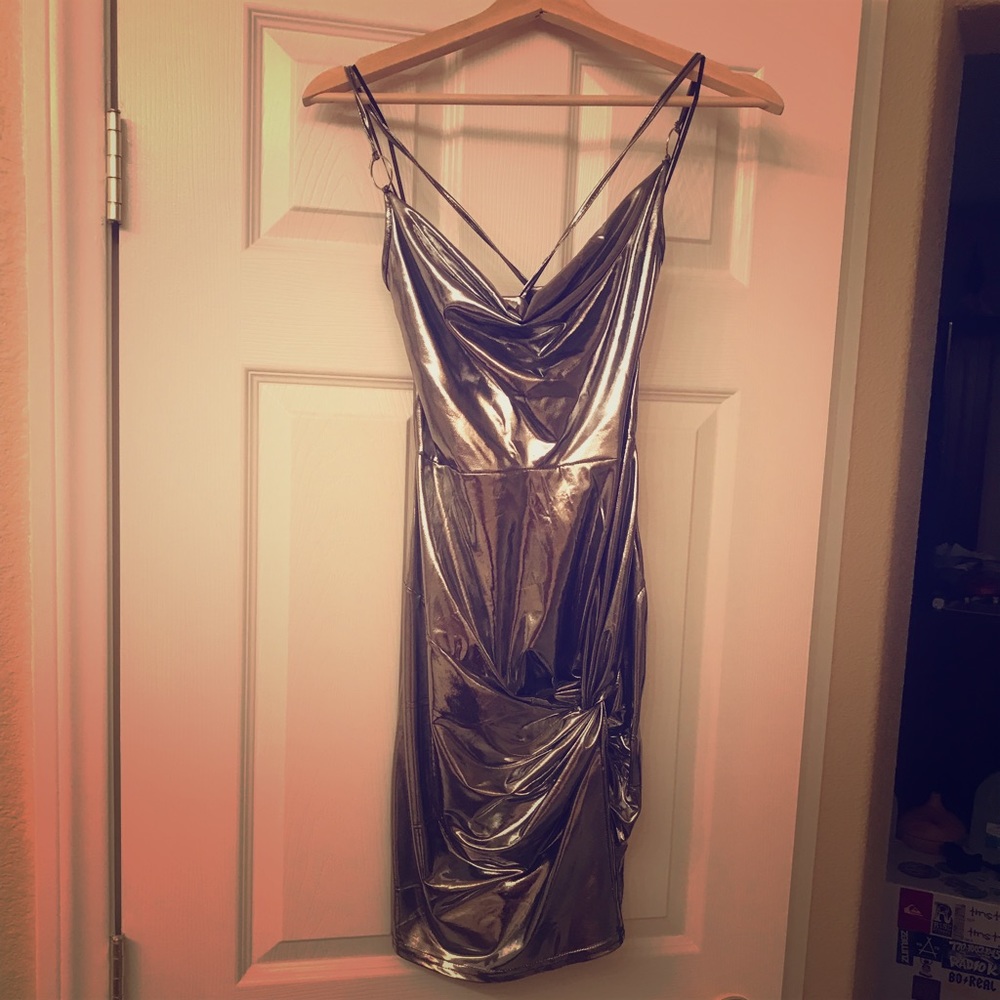 Silver Boohoo dress NWT